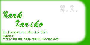 mark kariko business card